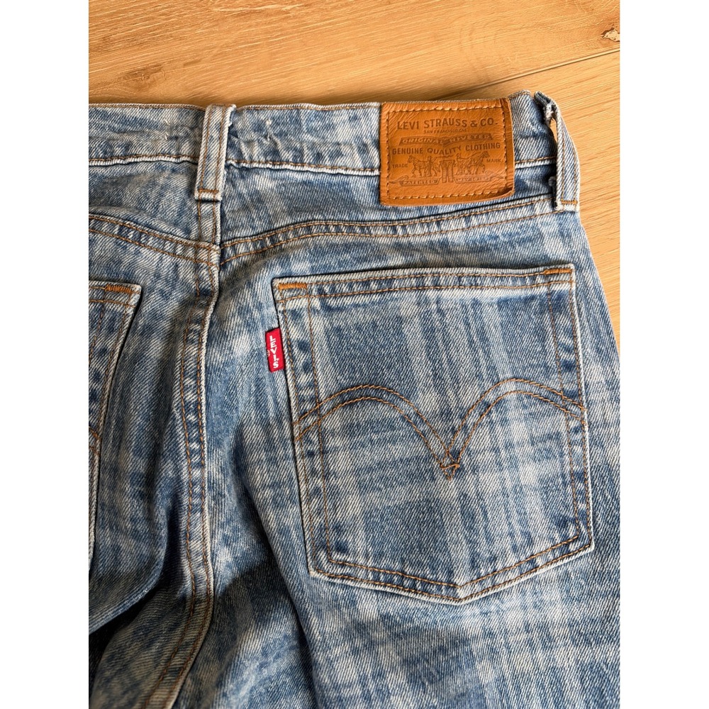 Levis Wedgie Straight Plaid Blue Denim Jeans High Rise Button Fly size 25 - Picture 9 of 10